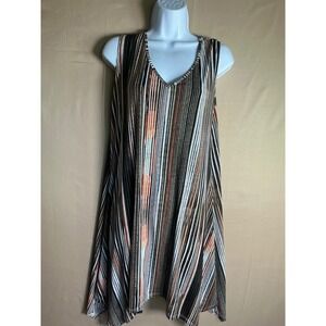 SJS Sleeveless V Neck Striped‎ Midi Dress Women's Size Medium